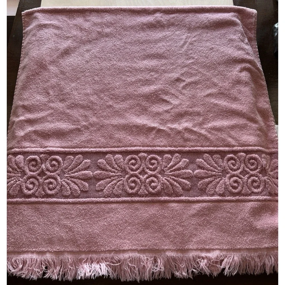 Vintage Cannon Santa Cruz Bath Towel & Hand Dusty Pink Monticello Retro